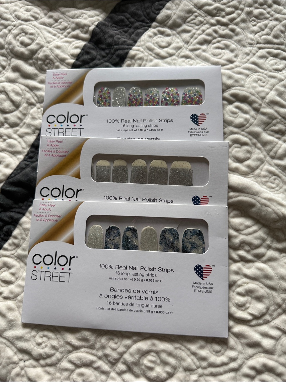 Color Street Glitter, Silver, and Blue Marble Nail Polish Strips